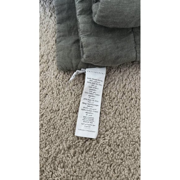 POTTERY BARN Belgian Flax Linen Handcrafted Quilt in Dark Green Size Full/Queen - Picture 3 of 3